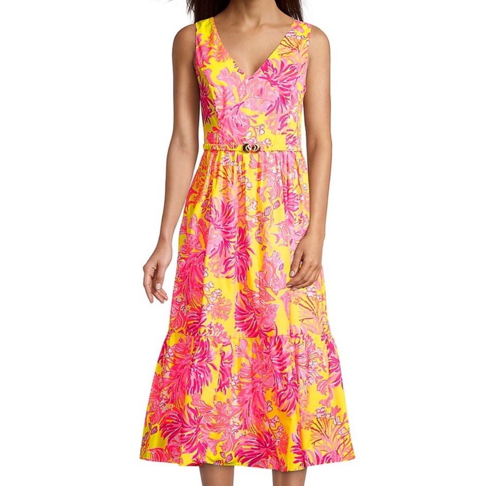 {Lilly Pulitzer} Brand New Bri B-Neck Cotton Midi Dress